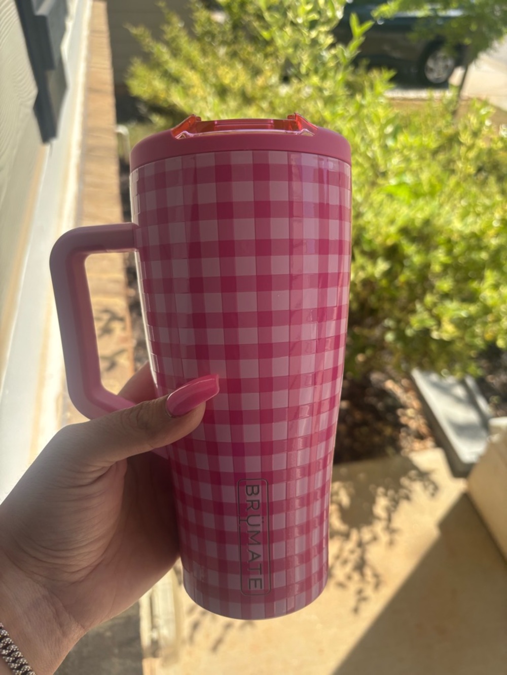 BrüMate Pink Gingham Travel Mug